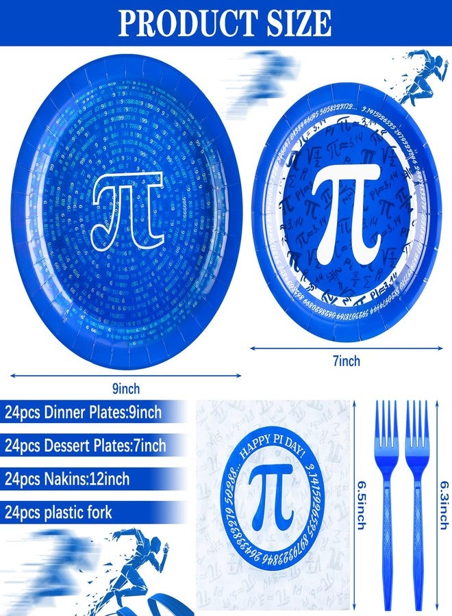 FillTouch 96 Pcs Pi Symbol Party Pie Plates and Napkins Party Supplies Pi Day Math Theme Symbol Decorations Including Disposable Paper Plates Napkins Fork Math Supplies for 24 Guests - Image 5